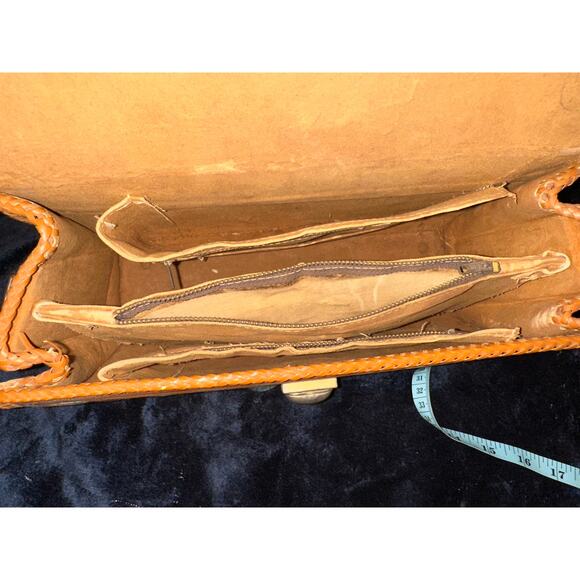 VINTAGE UNIQUE TURQUOISE LARGE WESTERN TOOLED LEATHER BAG! - Picture 11 of 11